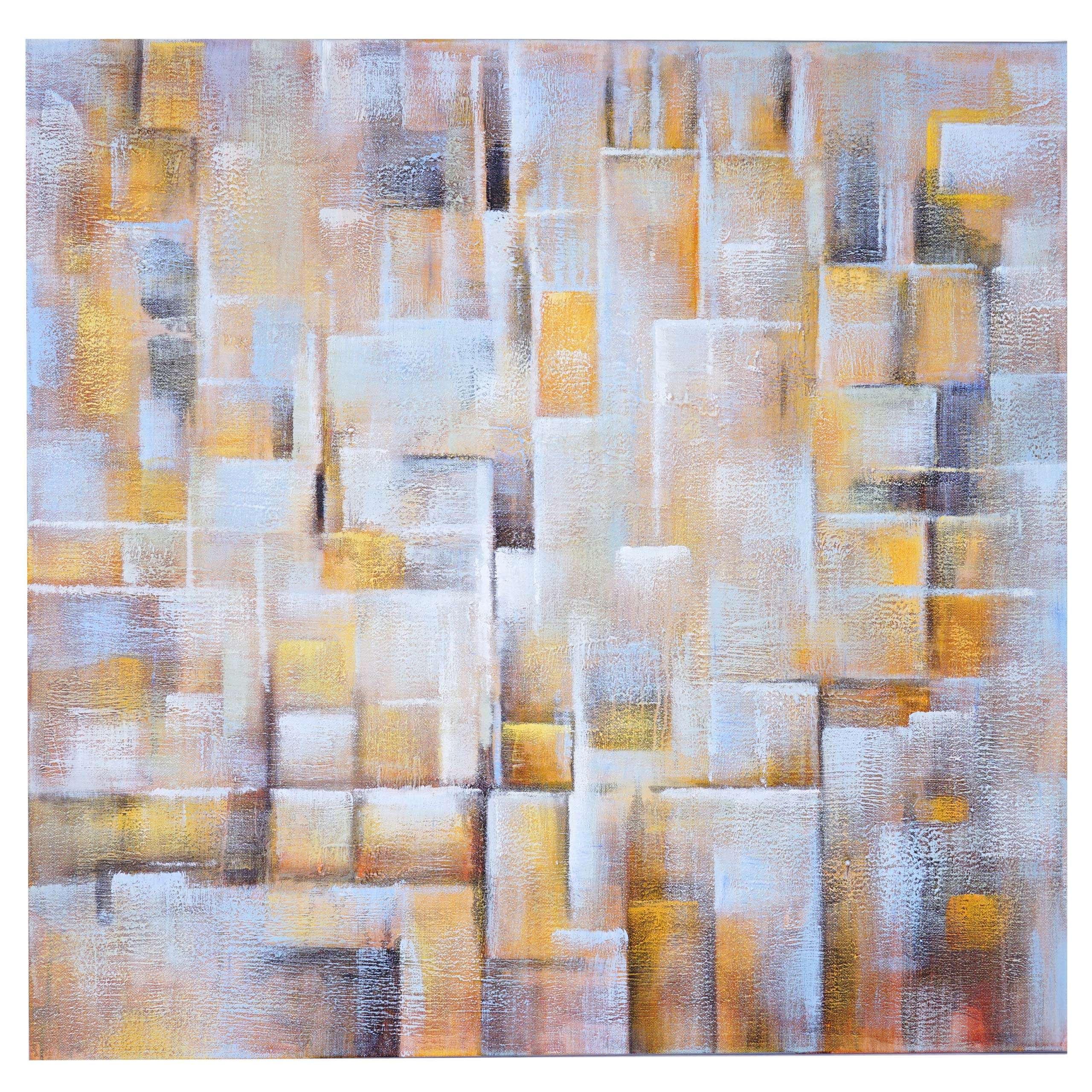 ÖLGEMÄLDE CUBES HANDGEMALT Mehrfarbig - Multicolor, Textil (100/100cm) - MCW