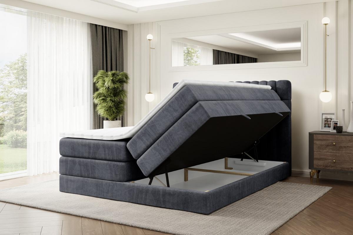 BOXSPRINGBETT SERENE KING - 140 x 200 - H3/H4 - Dunkelgrau - Dunkelgrau, Holzwerkstoff (140/200cm) - ALTDECOR