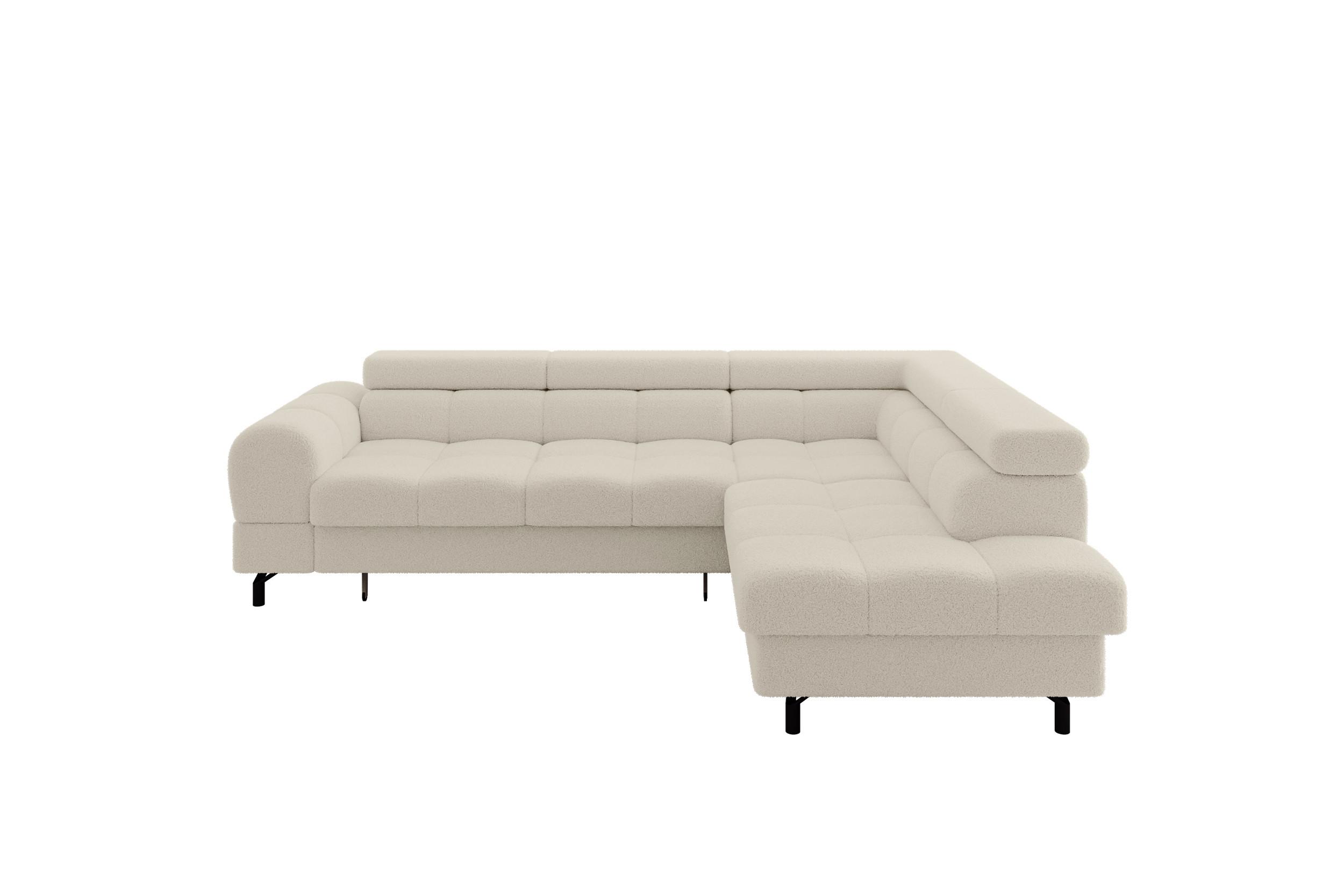 ECKSOFA mit Schlaffunktion Ottomane Rechts LUMA-L 272x203x70 Beige Bouclé - Beige/Schwarz, Holzwerkstoff/Kunststoff (203/272cm) - ALTDECOR