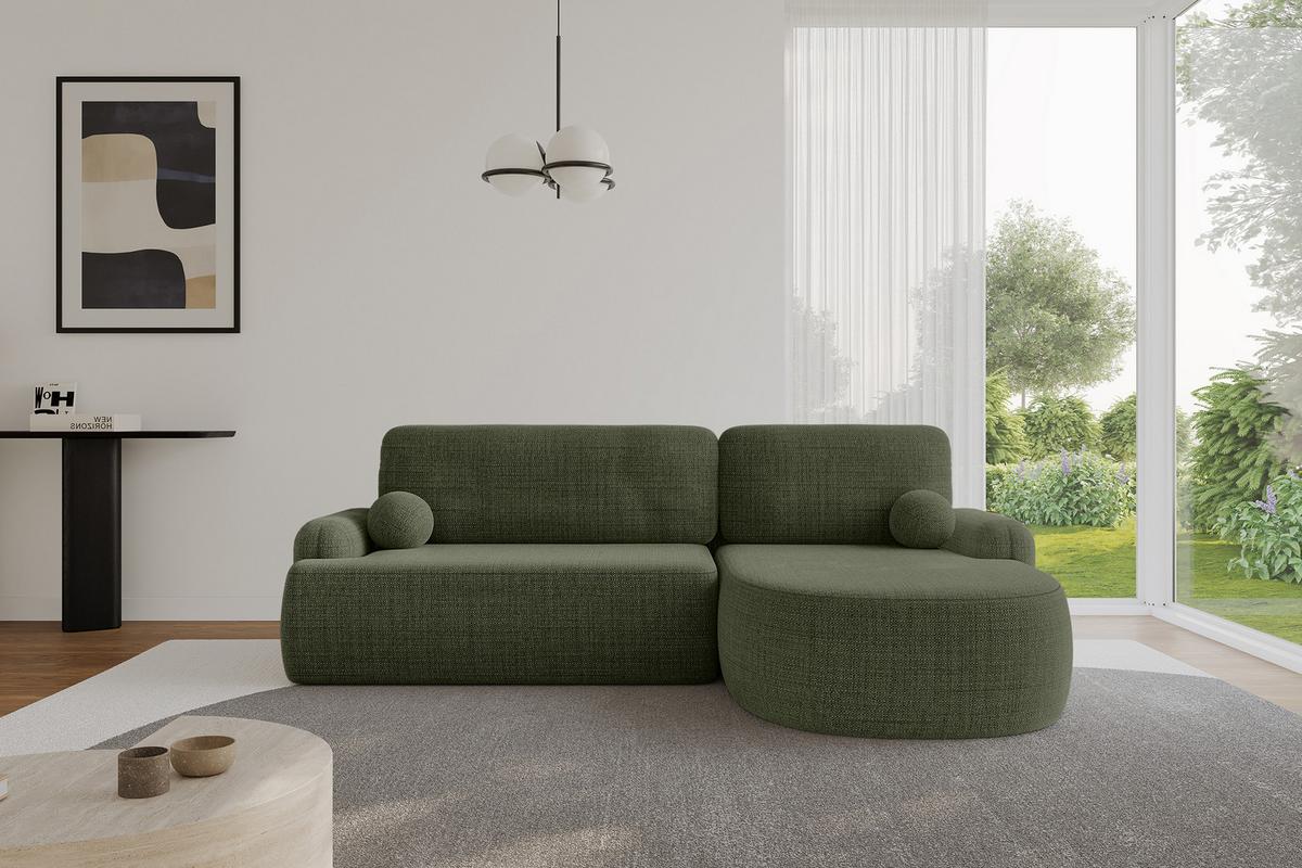 ECKSOFA mit Schlaffunktion und Bettkasten LIRA-L - 264x172x89 Grün - Grün, Holzwerkstoff/Textil (172/264cm) - ALTDECOR