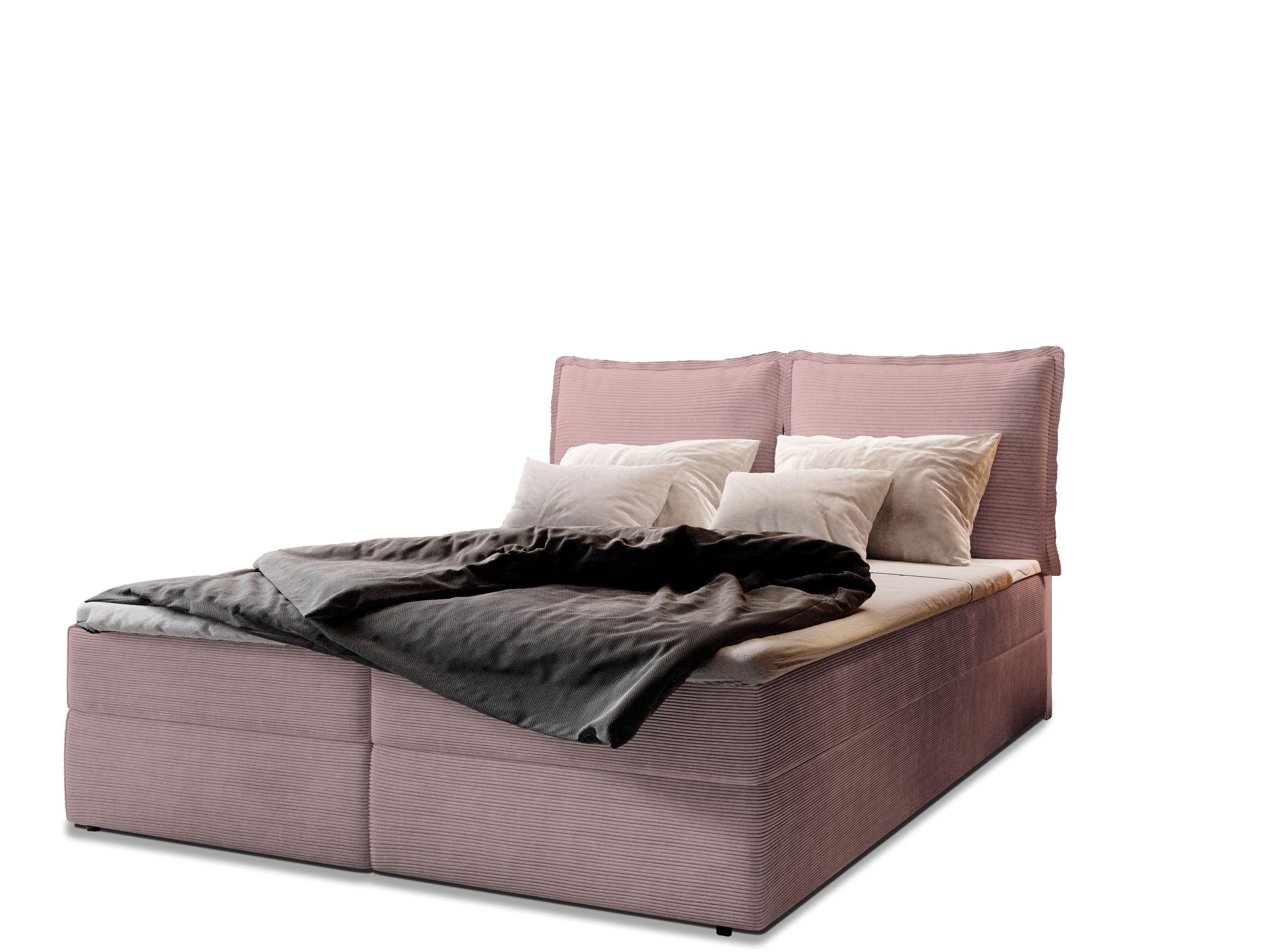 BOXBETT LENTE 180x200 cm mit Matratze und Topper - Rosa - Rosa, Holz (180/200cm) - MASSENO