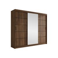SCHIEBETÜRENSCHRANK Infinity III 250 - Nussbaumfarben/Schwarz, Holzwerkstoff/Kunststoff (250/200/58cm) - MIRJAN24