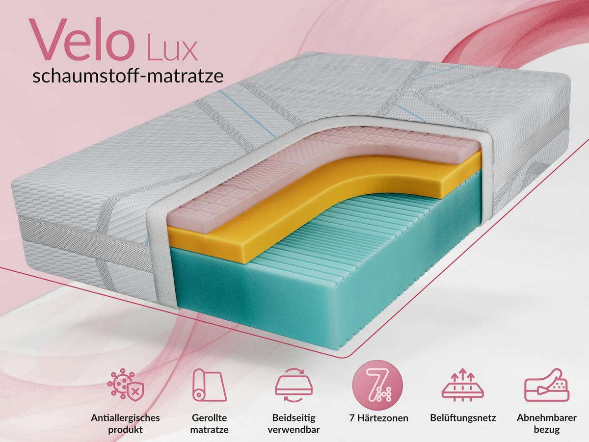 VISCOMATRATZE VELO - 200/200 - H2 - Lux - Multicolor, Textil (200/200cm) - MKS