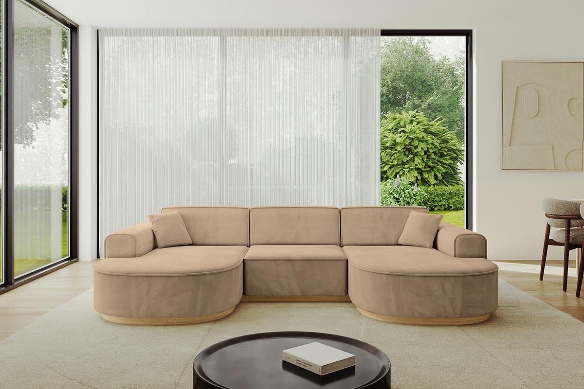 WOHNLANDSCHAFT MARI-U1-v2 - 303x171x83 cm Taupe Velours - Taupe, Holzwerkstoff/Textil (303/83/171cm) - ALTDECOR