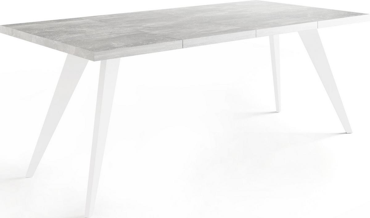 ESSTISCH Quadro quadratischer ausziehbarer, Grauer Beton 100-200/100/76 cm - Hellgrau/Weiß, Holz/Holzwerkstoff (100/200/76cm) - WFL GROUP
