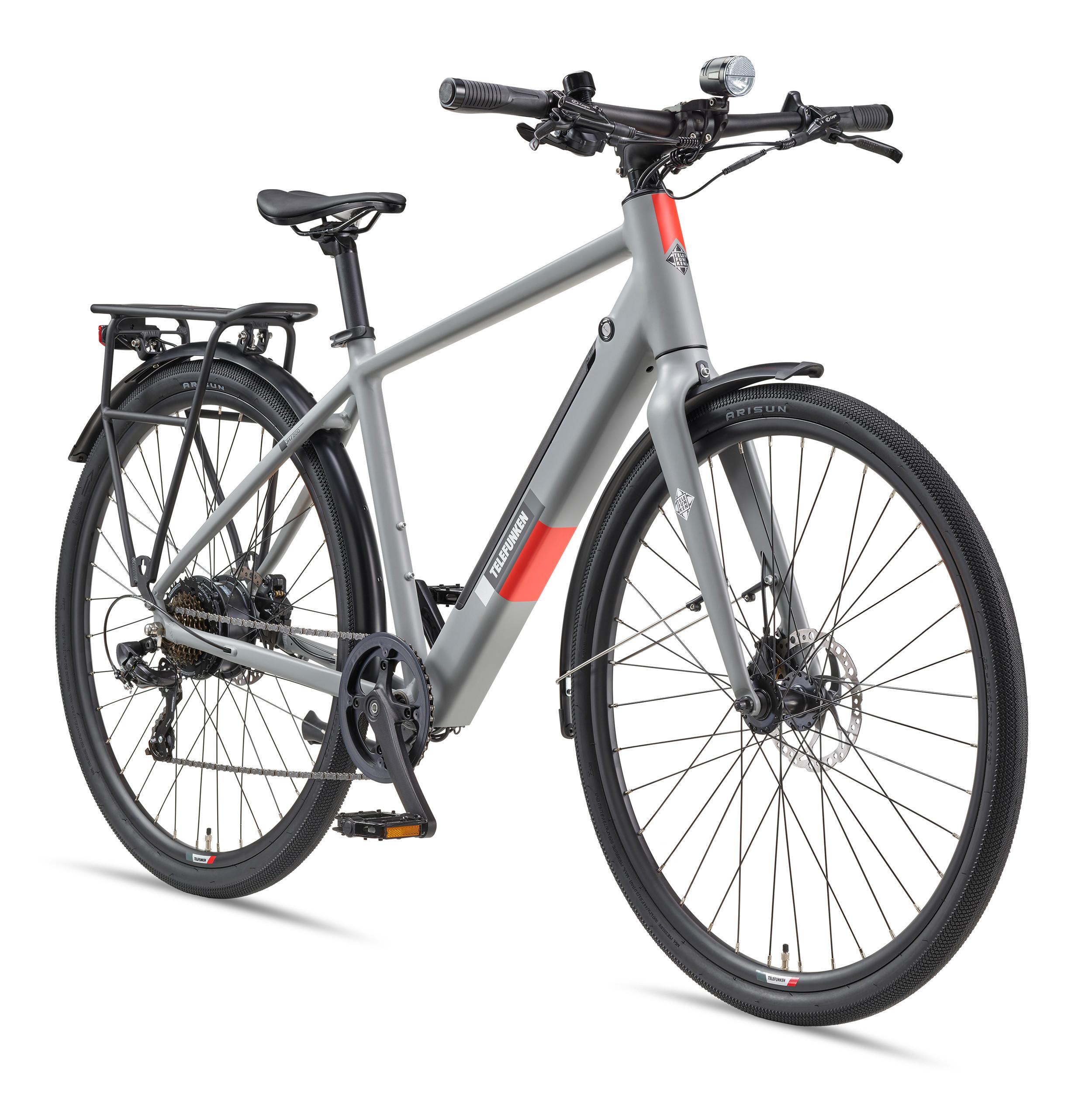 E-BIKE Urban UH200 28 Zoll Pedelec 475,2 Wh Hinterradmotor 7-Gang Kettenschaltung, leicht - Grau, Metall (111.5cm) - Telefunken