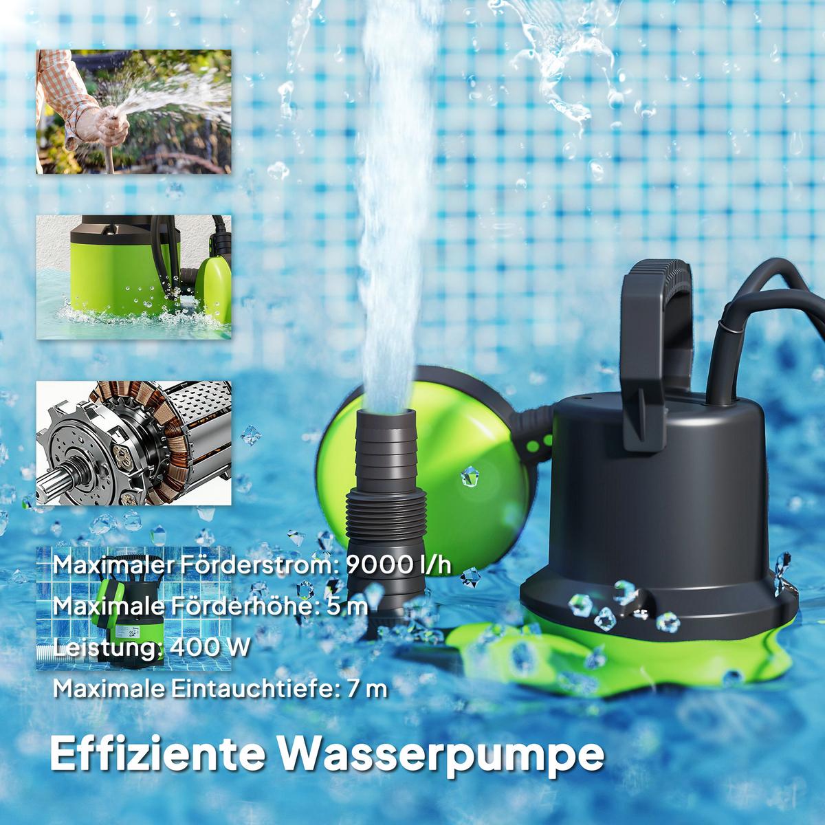 TAUCHPUMPE Kunststoff Grün - Grün, Kunststoff (14/27/16cm) - Outsunny