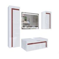 BADMÖBELSET Aloha Absetzungen in Bordeaux Hochglanz - Bordeaux, Holzwerkstoff (200/193/51cm) - Vladon