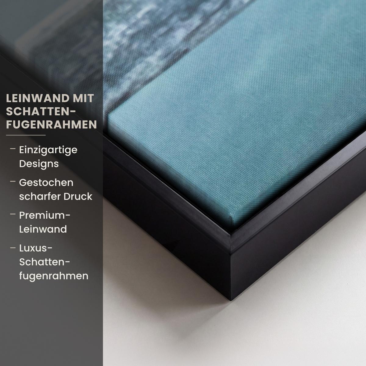 LEINWAND Bilder mit Rahmen - Natur - Berge - Schnee - Wald - Boot - 100x150 - Hellgrün, Textil (100/150cm) - MuchoWow