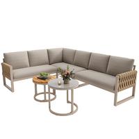 LOUNGEGARNITUR Metall Beige Ecksofa mit 2 Beistelltischen - Beige, Metall - Urban Meuble