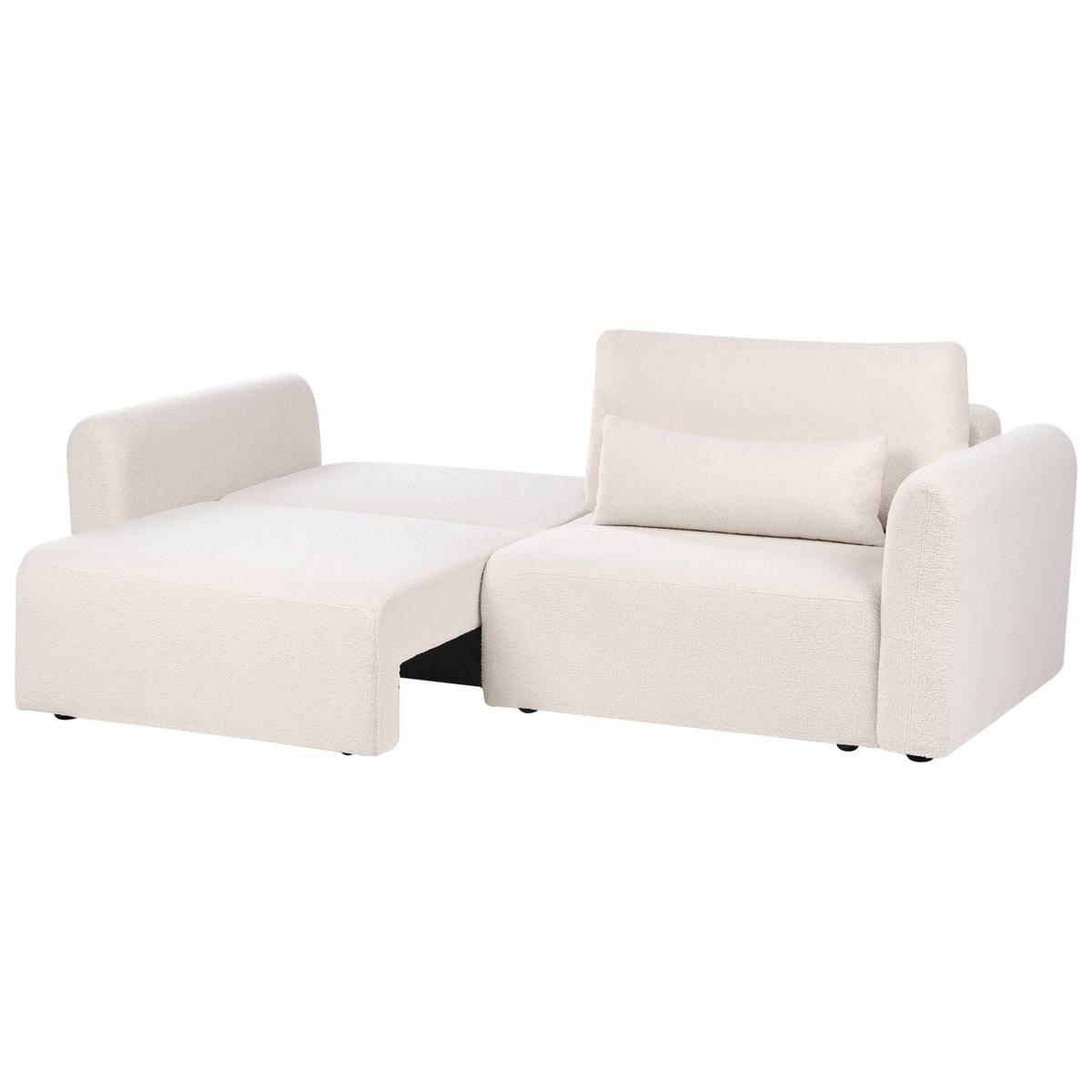 SCHLAFSOFA 3-Sitzer Bouclé Hellbeige mit Stauraum Vaxholm - Beige, Textil (232/86/87cm) - Beliani