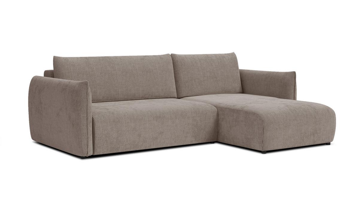 ECKSOFA TAUER 3-Sitzer links, taupe - Taupe/Schwarz, Holz/Textil (248/173cm) - Wozimo