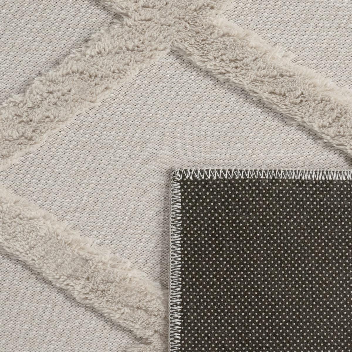 KURZFLORTEPPICH Waschbar, mit Rautenmuster, Creme, 120 x 160 cm - Beige, Textil (160/120cm) - KADIMA DESIGN