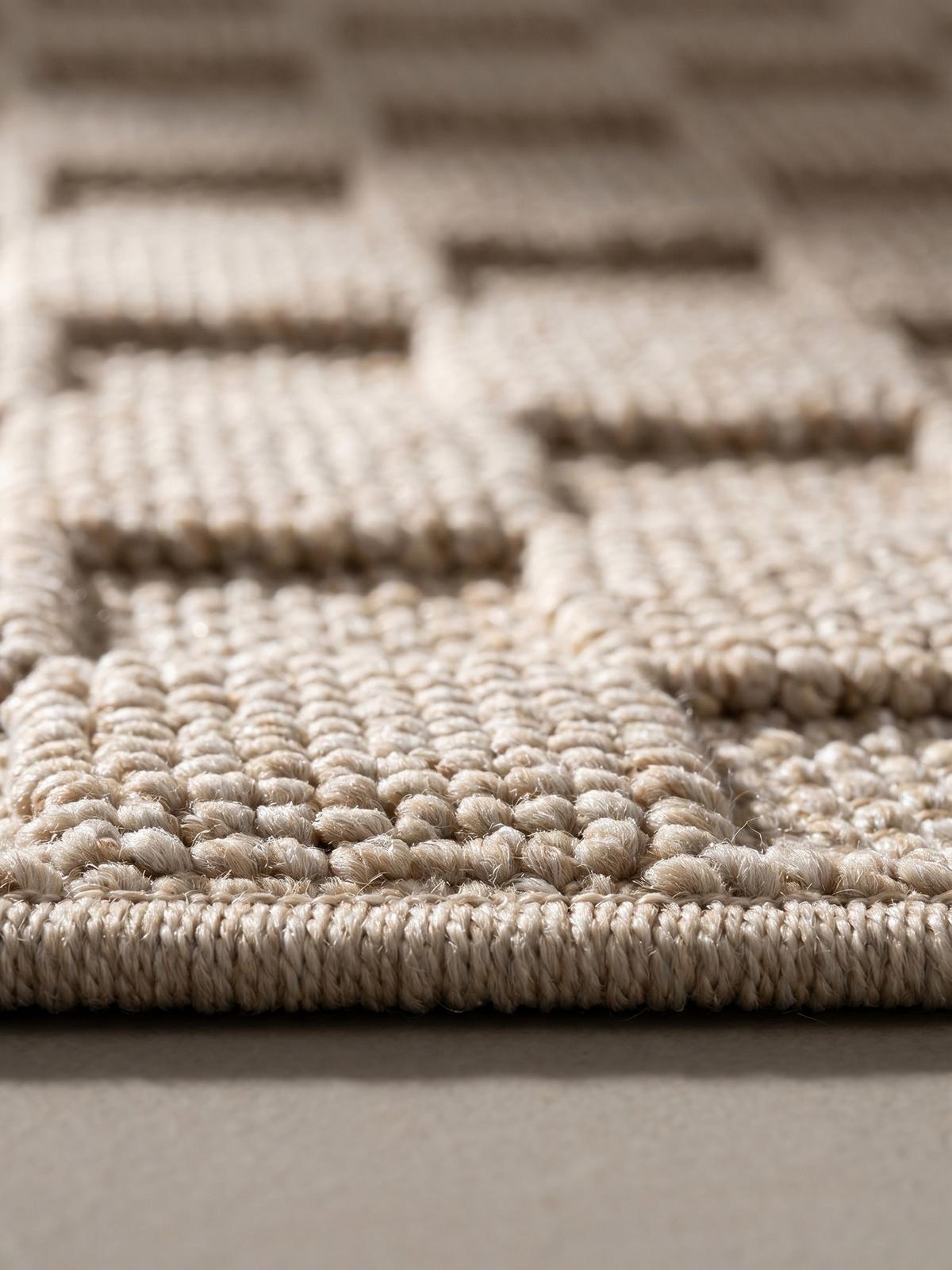 TEPPICH Flachgewebe LANGAU in Beige, mit Schachbrettmuster, Ø 200 cm - Beige, Textil (200/200cm) - KADIMA DESIGN