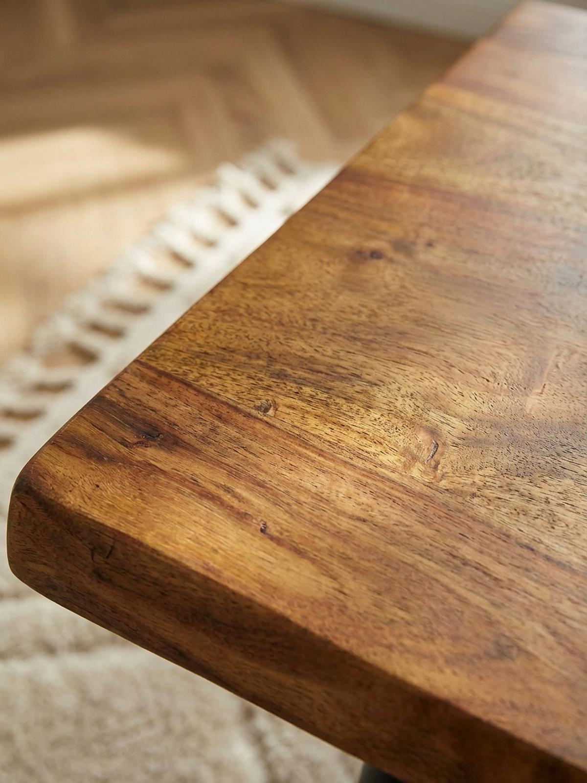 COUCHTISCH Sheesham Massivholz in Natur mit Baumkante und Metallgestell, 110x60x40 cm, Handgefertigt, Schutzlack-beschichtet - Schwarz/Braun, Holz/Metall (60/110/40cm) - KADIMA DESIGN