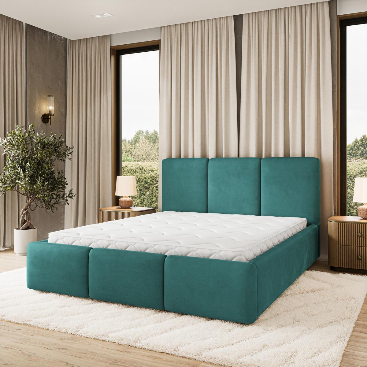 POLSTERBETT MORENA MGV 120x200 cm mit Bettkästen - Blau - Türkis, Holz (120/200cm) - MASSENO