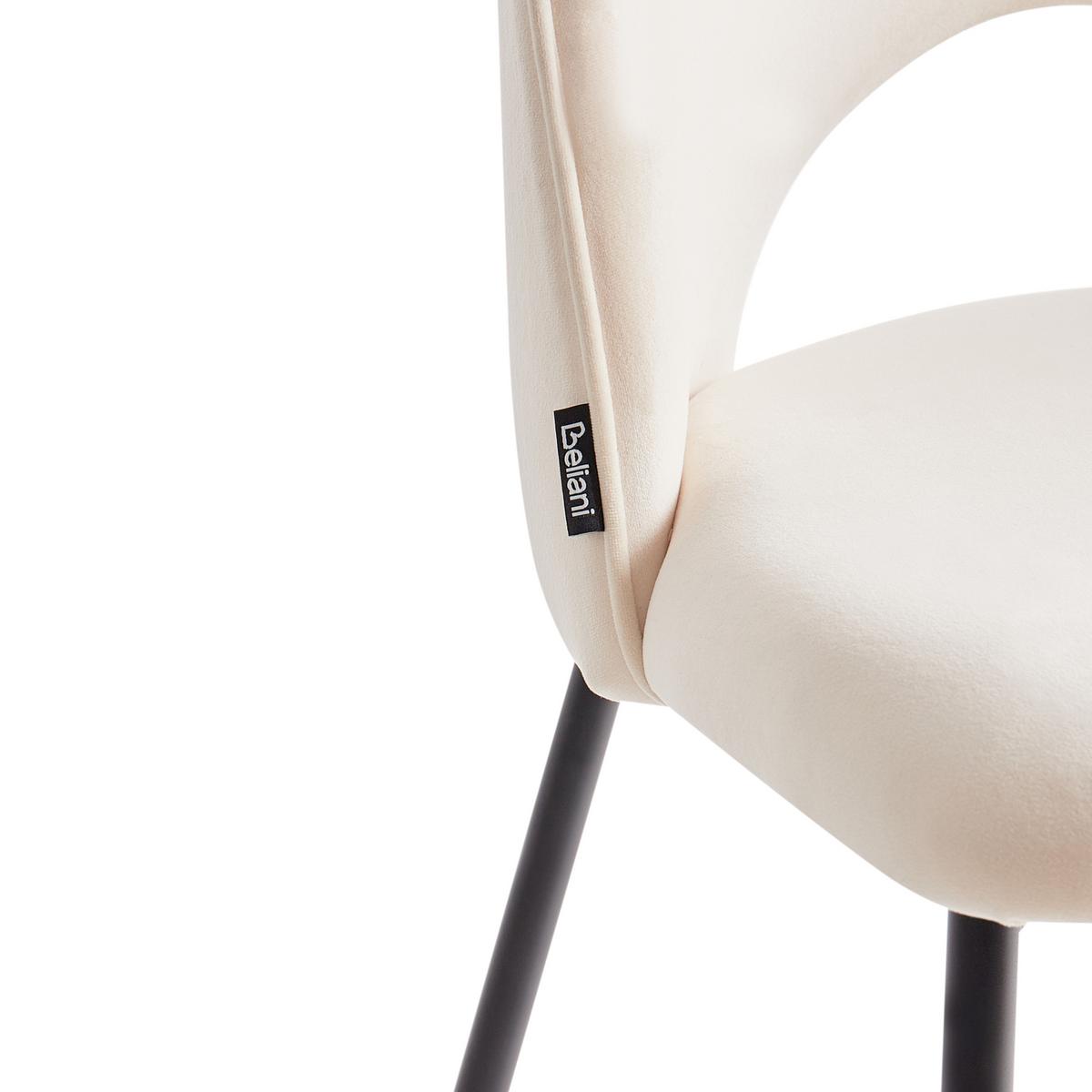 ESSZIMMERSTUHL 2er-Set Samtstoff Beige Covelo - Beige, Textil/Metall (46/84/45cm) - Beliani