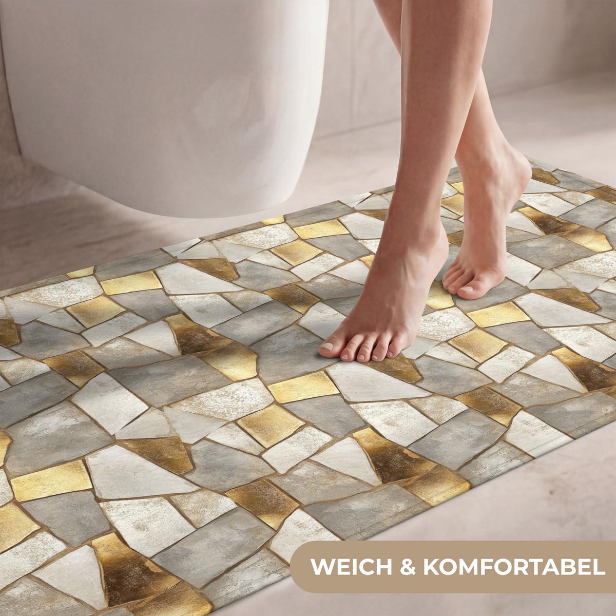 WC-VORLEGER Mosaik - Marmor - Gold WC Teppich 120x60 cm - Champagner, Textil (120/1cm) - OnlyWow