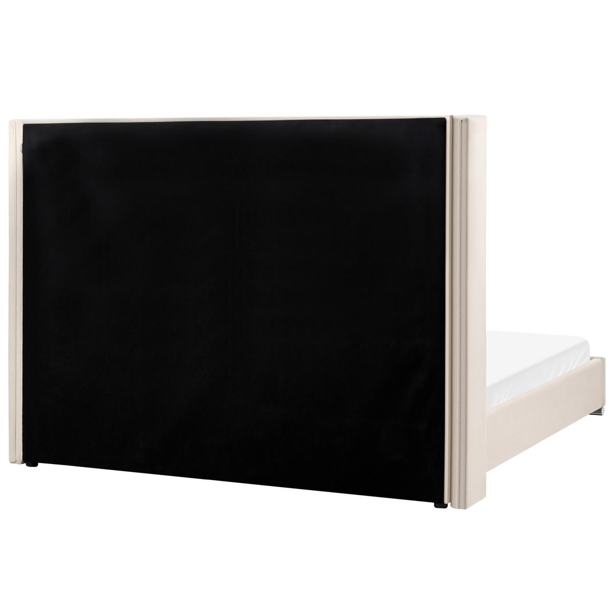 BETT mit Lattenrost 180/200 cm Samtstoff Cremeweiß Lubbon - Creme, Textil (180/200cm) - Beliani