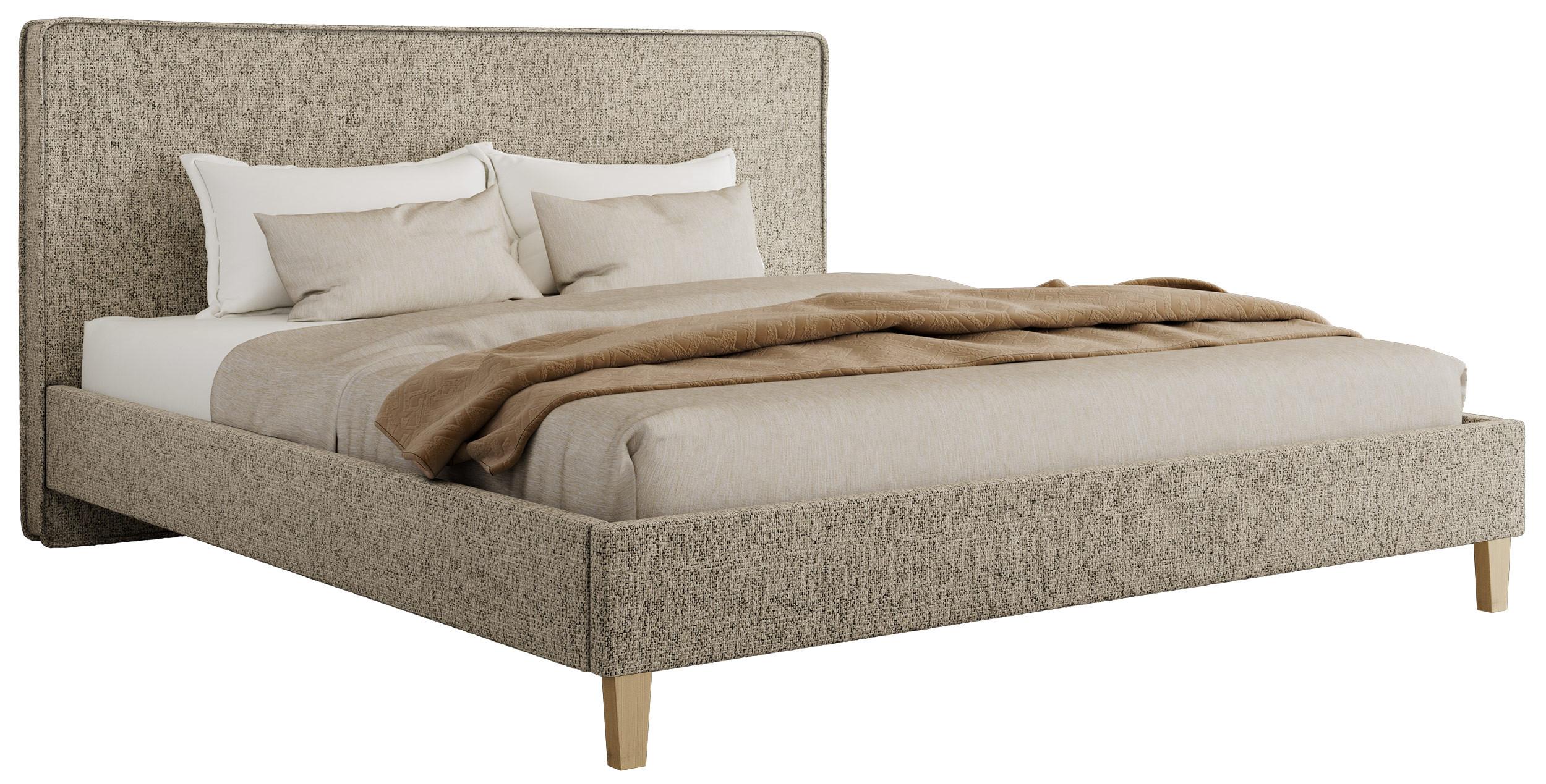 POLSTERBETT LUMARO CLASSIC 200/200 - Taupe Stukture - Matratze Multipocket - Taupe/Kernbuche, Holz/Textil (200/200cm) - MKS