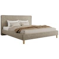 POLSTERBETT LUMARO CLASSIC 200/200 - Taupe Stukture - Matratze Multipocket - Taupe/Kernbuche, Holz/Textil (200/200cm) - MKS