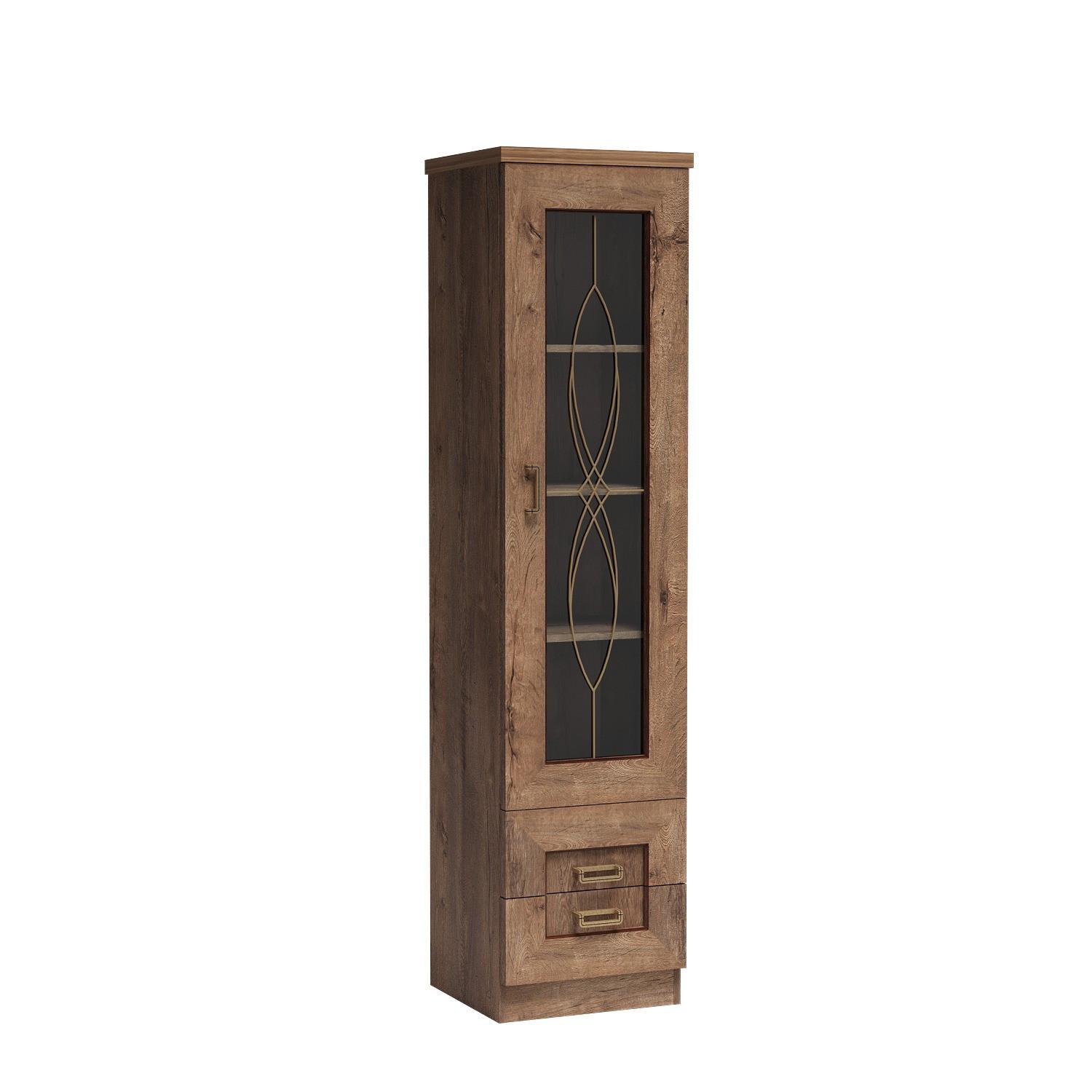 VITRINE UDINE 190 / 46 cm in Eichefarben - Eichefarben, Holzwerkstoff (46/190/44cm) - MASSENO