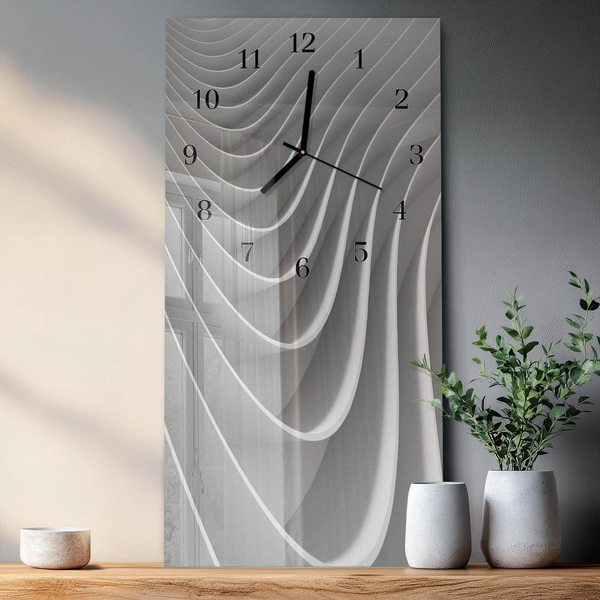 WANDUHR aus Glas 30x60 cm - Abstraktion - Grau, Glas (30/60/0.4cm) - TULUP