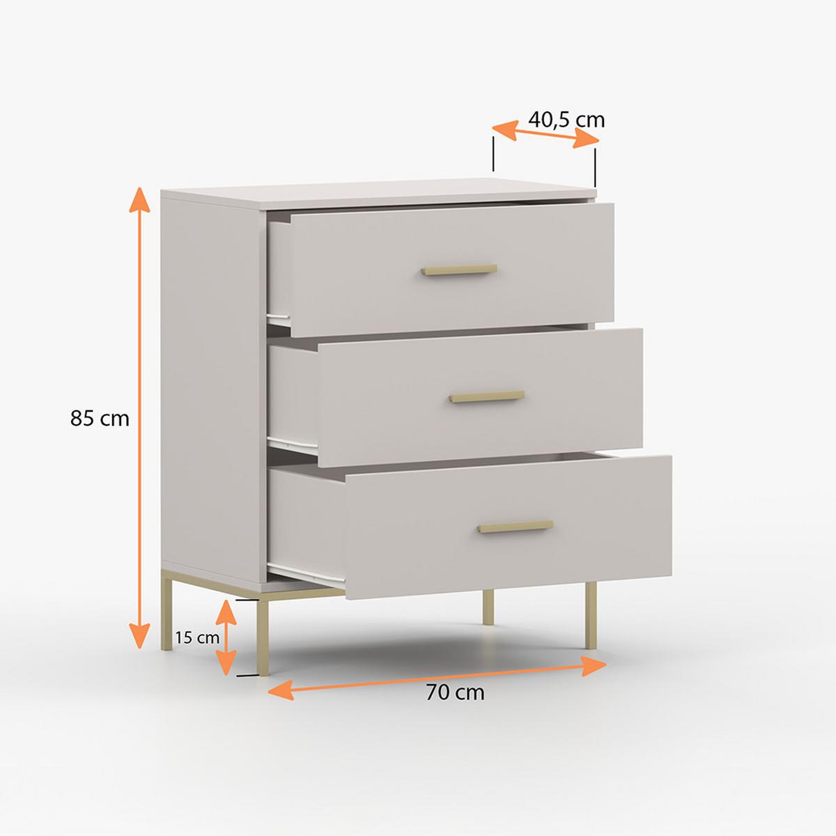 KOMMODE ROSA 3S 70/85/39 cm Kaschmir - Kaschmir, Holzwerkstoff/Metall (70/85/39cm) - imoebel24