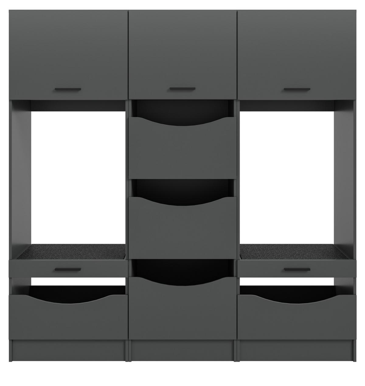 WASCHMASCHINENSCHRANK grau Set 3-teilig 192 cm, Umbau für Waschmaschine und Trockner - Schwarz/Grau, Holzwerkstoff/Kunststoff (192/196/68cm) - Inn.Furn