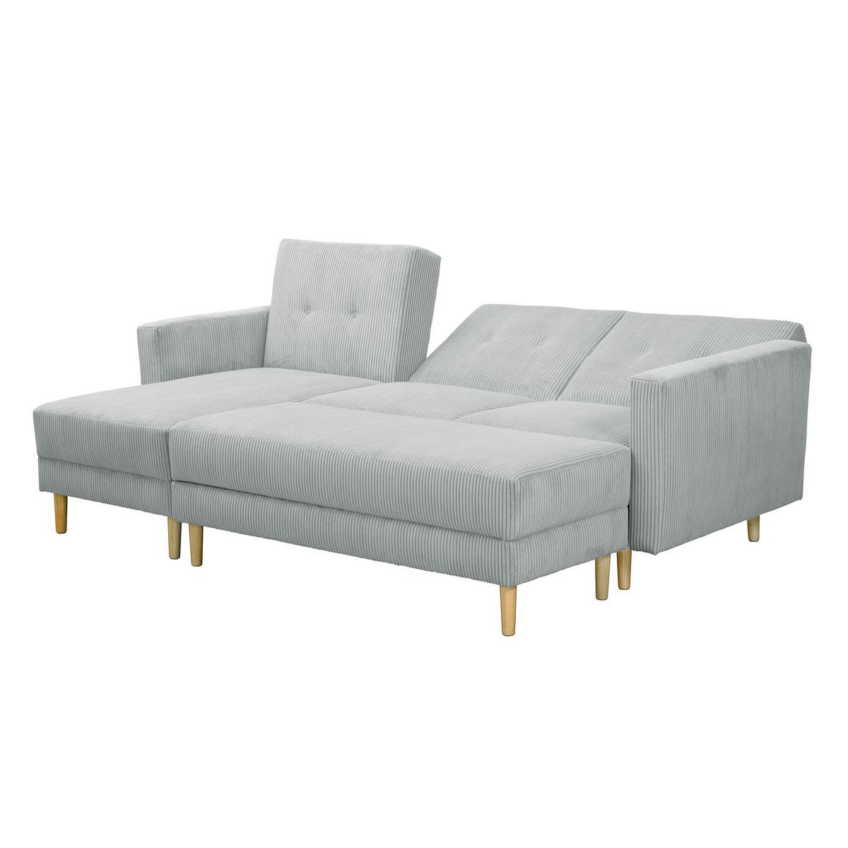 FUNKTIONSSOFA mit Hocker Kattie Cordstoff silber - Silberfarben, Kunststoff (144/230cm) - 58aufmkessel