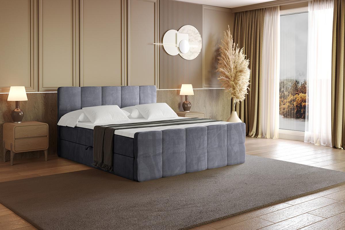 BOXBETT mit Matratze H4 und Lattenrost - LIRO-Z - 120x200 - Dunkelgrau Casablanca - Dunkelgrau, Holzwerkstoff (120/200cm) - ALTDECOR