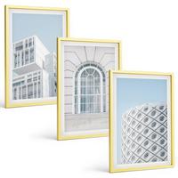 BILDER SET 3er Set - 40x60 cm Goldrahmen - Moderne Architekturgeometrie - Goldfarben, Kunststoff (40/60cm) - TULUP
