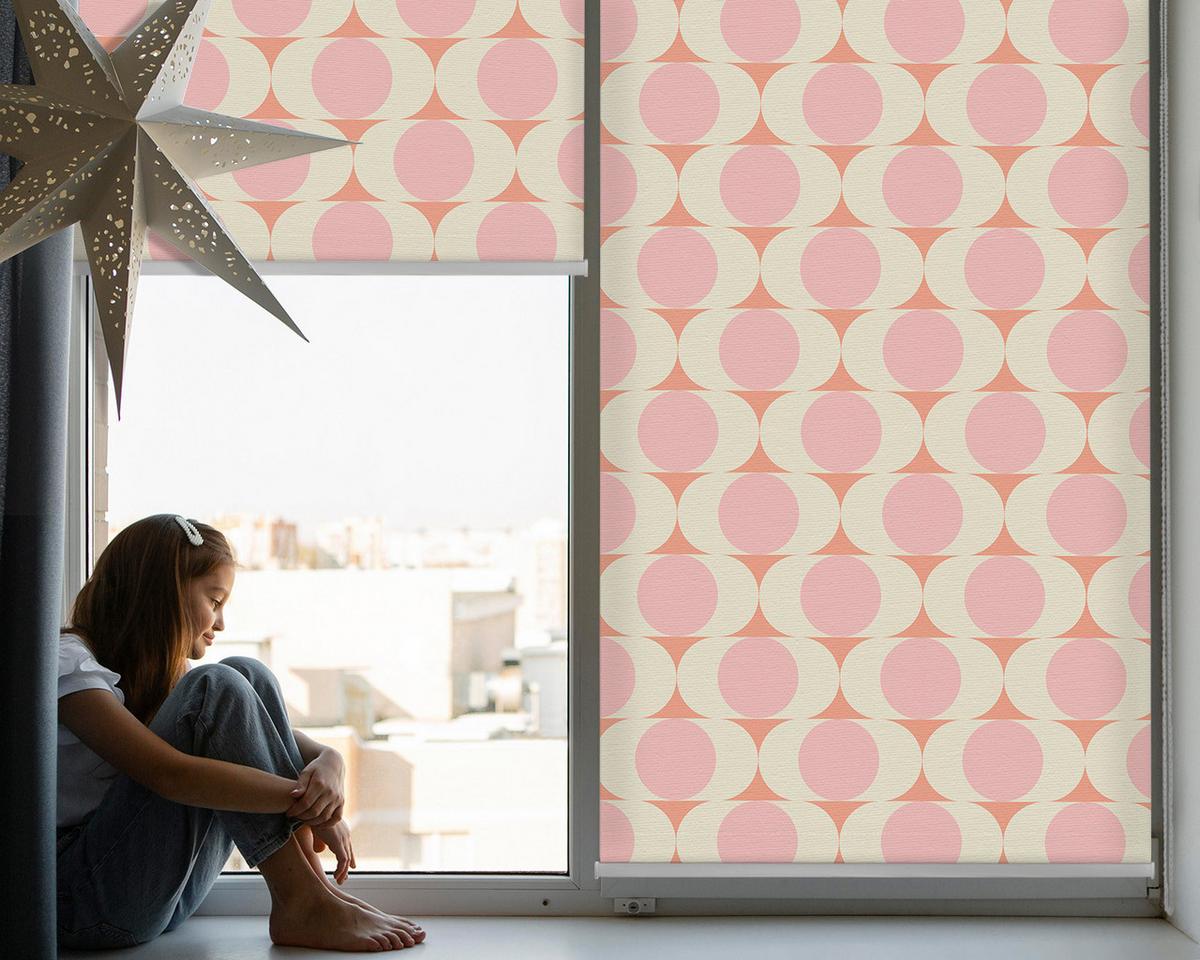 INNENROLLO - Fensterrollo - Rollo - 140x140 cm - Abstrakte Augen - Pink, Kunststoff (140/140/0.5cm) - TULUP