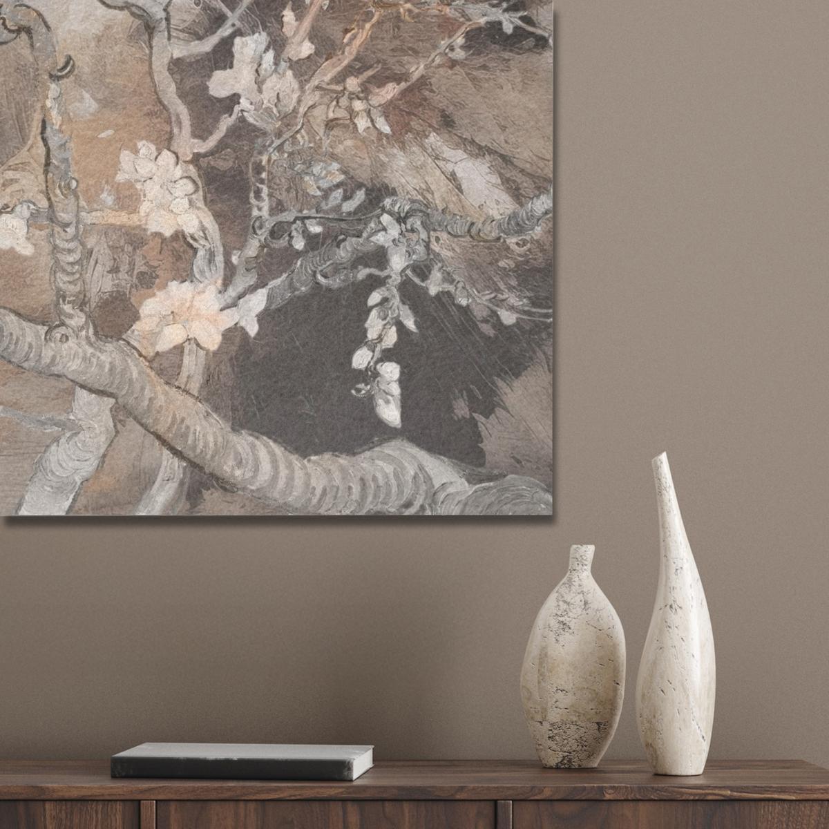 AKUSTIKBILD Mandelblüte - Kunst - Van Gogh - Beige - Abstrakt Wandbilder 60x80 cm - Braun, Kunststoff (60/80cm) - MuchoWow