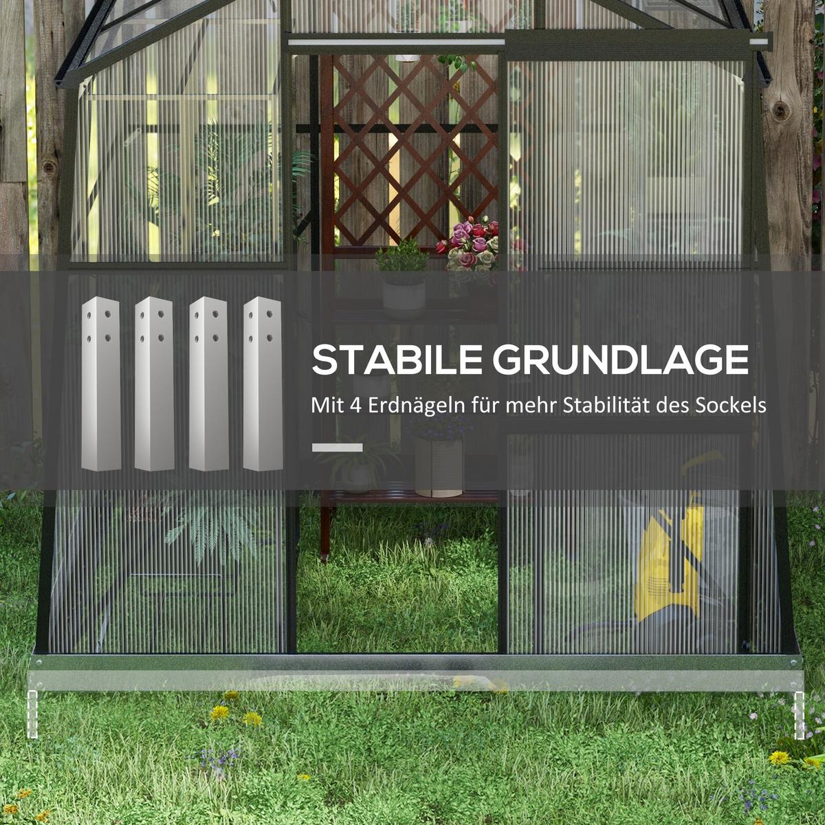 FOLIENGEWÄCHSHAUS, Schwarz, Aluminiumlegierung, Polycarbonat - Schwarz, Metall (192/204/192cm) - Outsunny