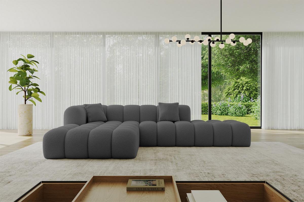 ECKSOFA Ottomane Links OLEA-L2 - 289x176x71 cm Grau - Platinfarben/Schwarz, Holzwerkstoff/Kunststoff (190/309cm) - ALTDECOR