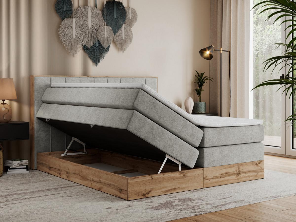 BOXSPRINGBETT BELLISSIMO KING 200/200 Hellgrau Struktur - H4 - Hellgrau, Holz/Textil (200/200cm) - MKS