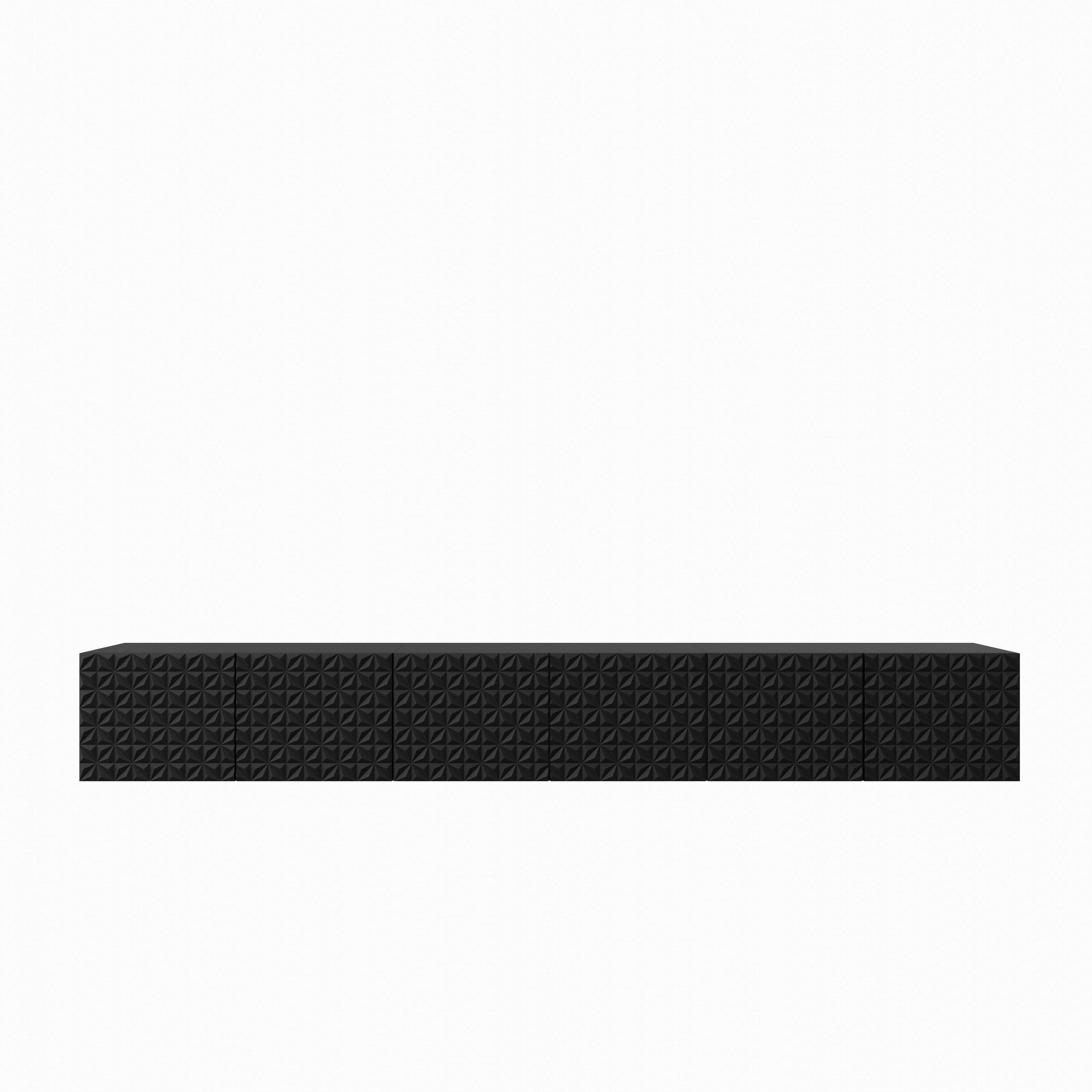 LOWBOARD ROVA 300/41/40 cm, Hängender TV-Schrank Schwarz - Schwarz, Holzwerkstoff (300/41/40cm) - MASSENO