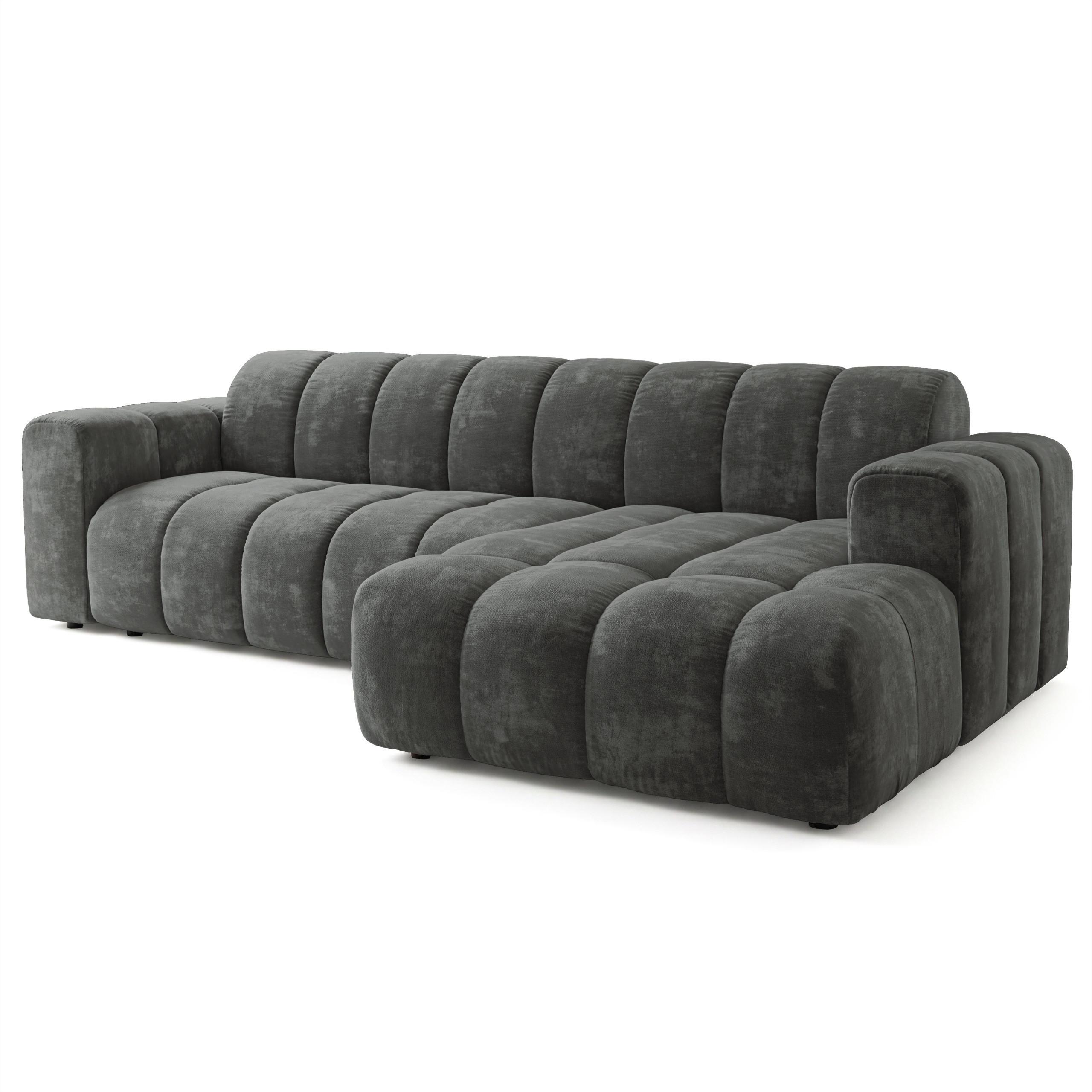 ECKSOFA SETIA LM R-S Grau Chenille - Grau, Holzwerkstoff (304/165cm) - MASSENO