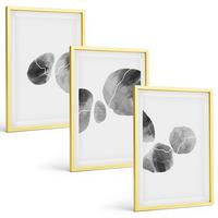 BILDER SET 3er Set - 40x60 cm Goldrahmen - Abstrakte Kunst, Farbspritzer - Goldfarben, Kunststoff (40/60cm) - TULUP