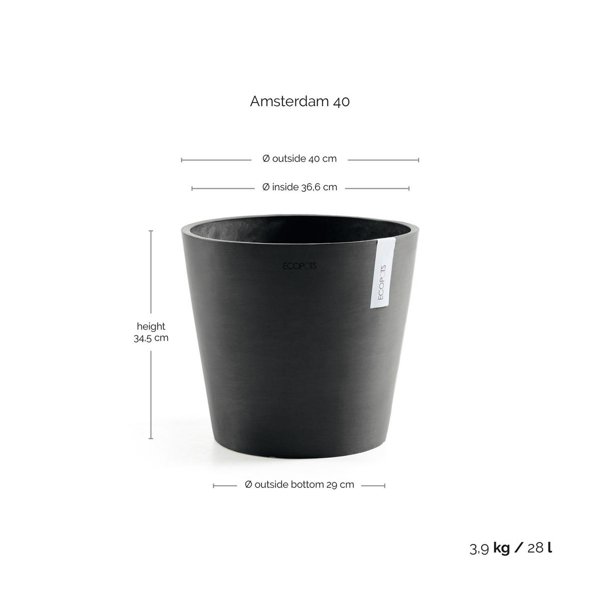 BLUMENTOPF Amsterdam 40/34,5 cm Dunkelgrau - Dunkelgrau, Kunststoff (40/34.5cm) - Ecopots