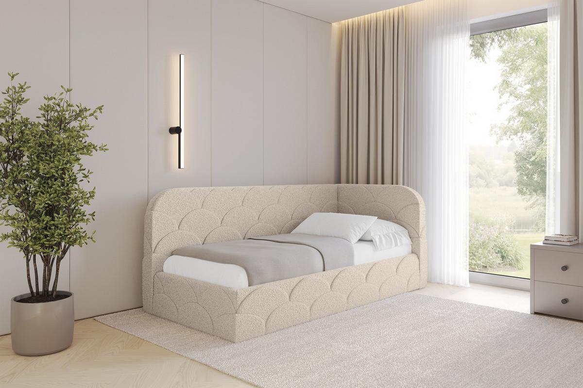 EINZELLBETT Jugendbett mit Bettkasten, Links - ELRY 80x200 Dunkelbeige - Cappuccino, Holzwerkstoff/Textil (80/200cm) - ALTDECOR