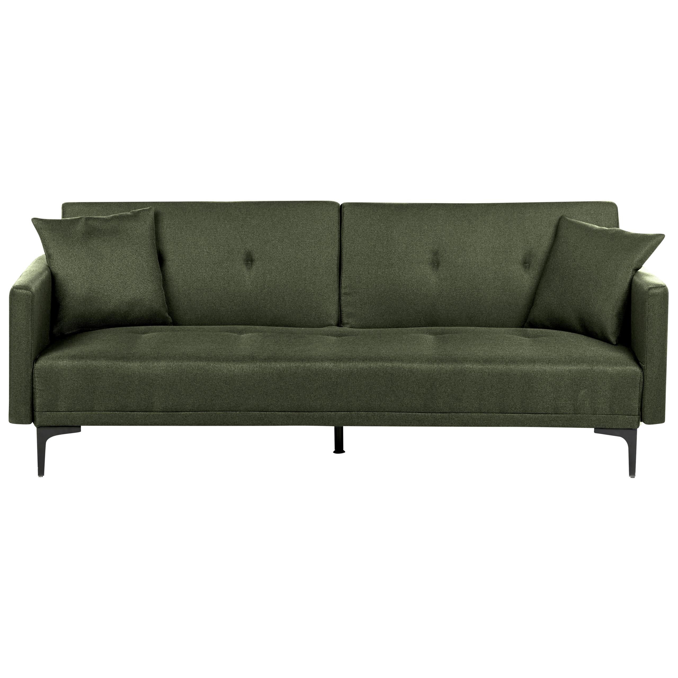 3-SITZER-SCHLAFSOFA dunkelgrün/schwarz Lucan - Schwarz/Grün, Textil (191/75/91cm) - Beliani