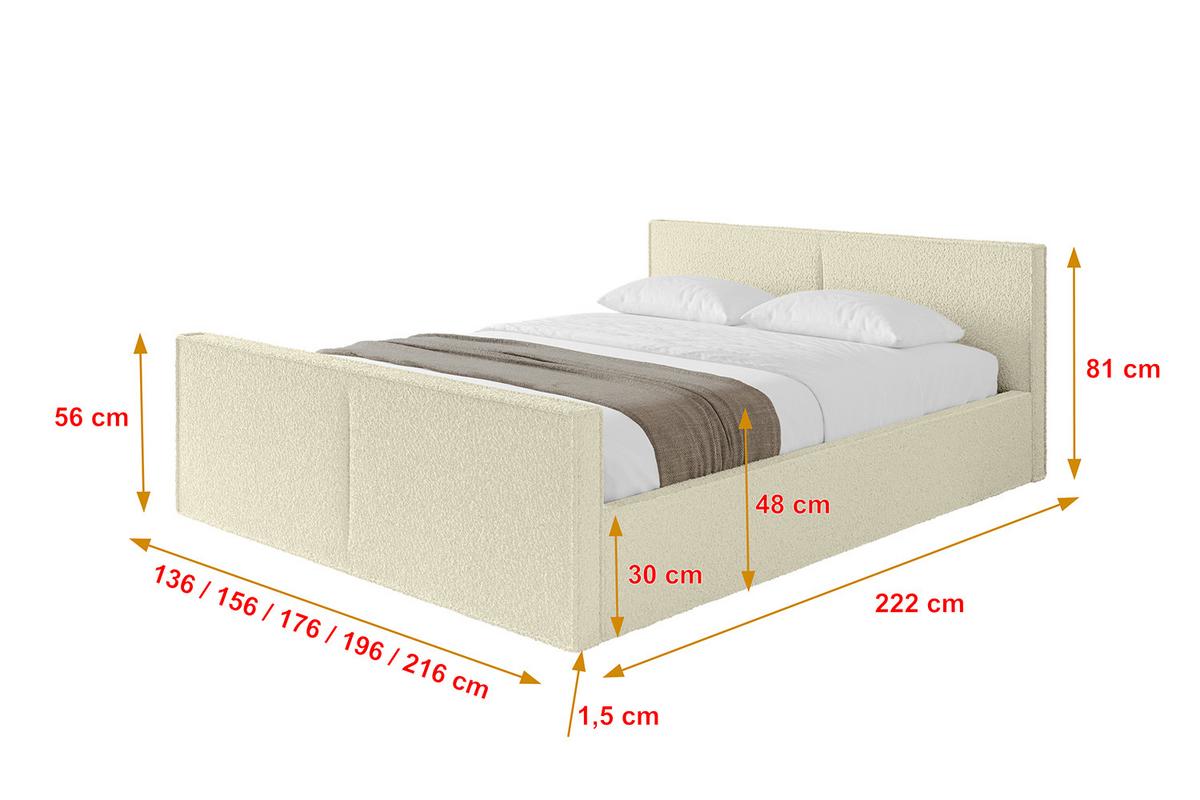 POLSTERBETT mit Bettkasten, Fußteil und Lattenrost, Boxbett ohne Matratze - EMMI-Z-V1 180x200 Beige - Taupe, Holzwerkstoff/Textil (180/200cm) - ALTDECOR