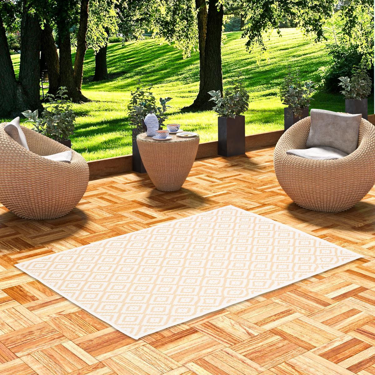 IN & OUTDOOR TEPPICH VALENCIA FLIESENOPTIK - Beige, Textil (80/150cm) - Pergamon