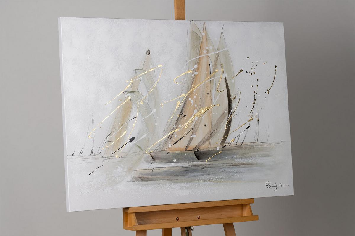 ACRYLBILD HANDGEMALT 100/75 cm - Beige/Grau, Holz/Textil (100/75cm) - KUNSTLOFT