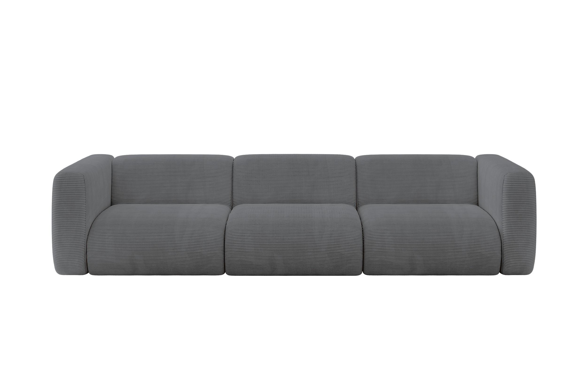 MODULARES Sofa 3-SITZER MIRA-S2 319x89x70 Dunkelgrau cm Cord - Dunkelgrau/Graphitfarben, Holzwerkstoff/Kunststoff (319/70/89cm) - ALTDECOR