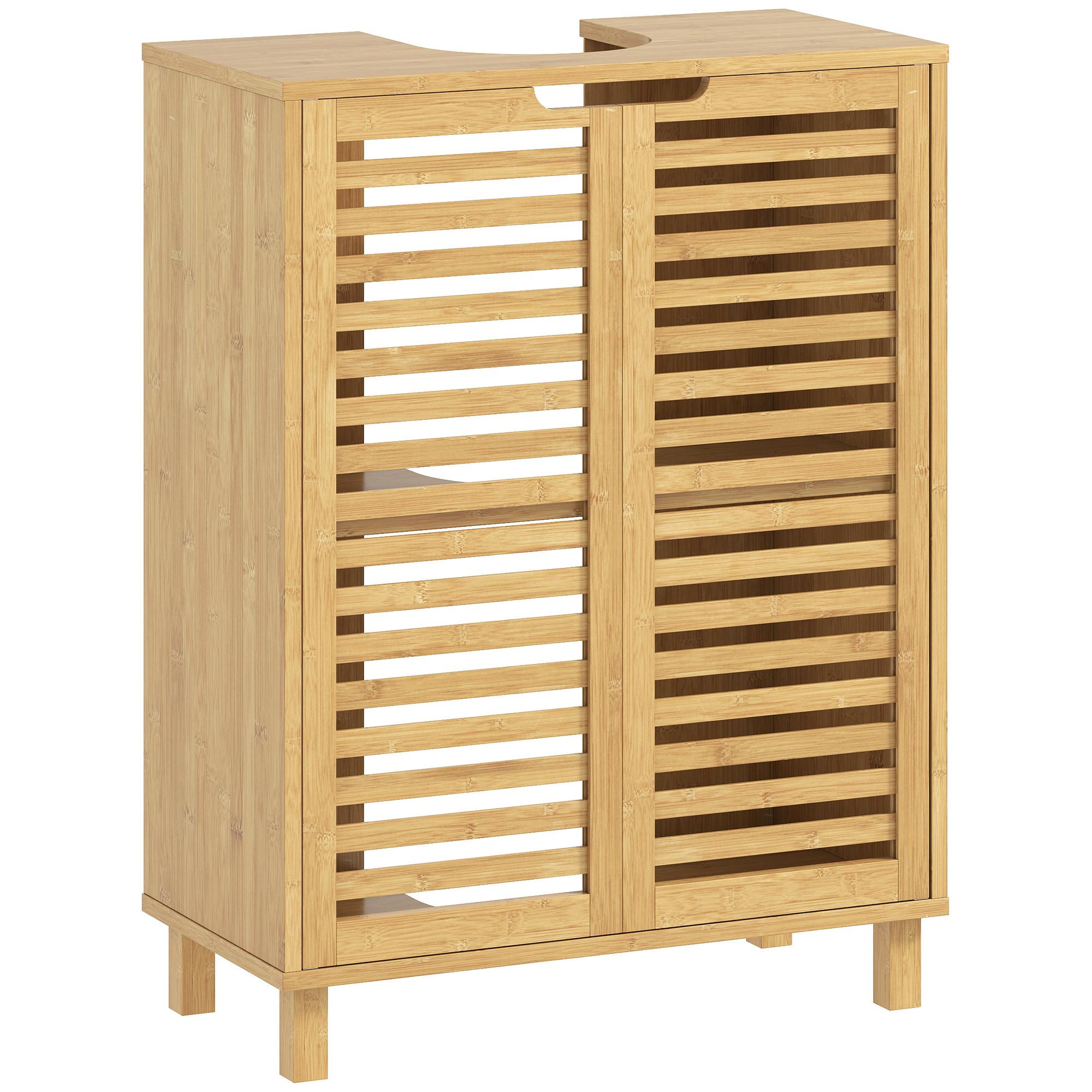 WASCHBECKENUNTERSCHRANK Bambus Naturholz - Naturfarben, Holz (30/80/60cm) - HOMCOM