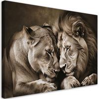 LEINWANDBILD, Löwe und Löwin Paar Tiere Natur - Braun, Textil (45/30cm) - Feeby