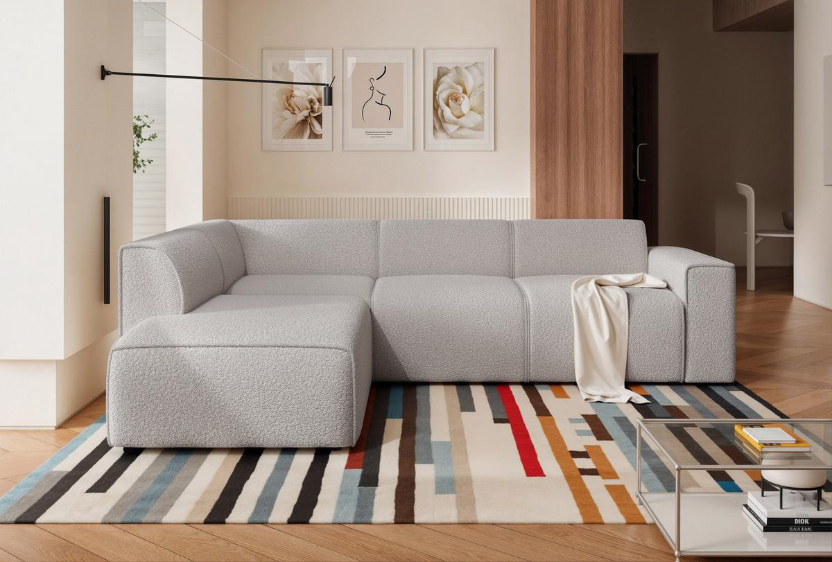 ECKSOFA ZAVO Links Feiner Mischstoff in Grau - Grau, Kunststoff/Textil (310/218cm) - Idohome